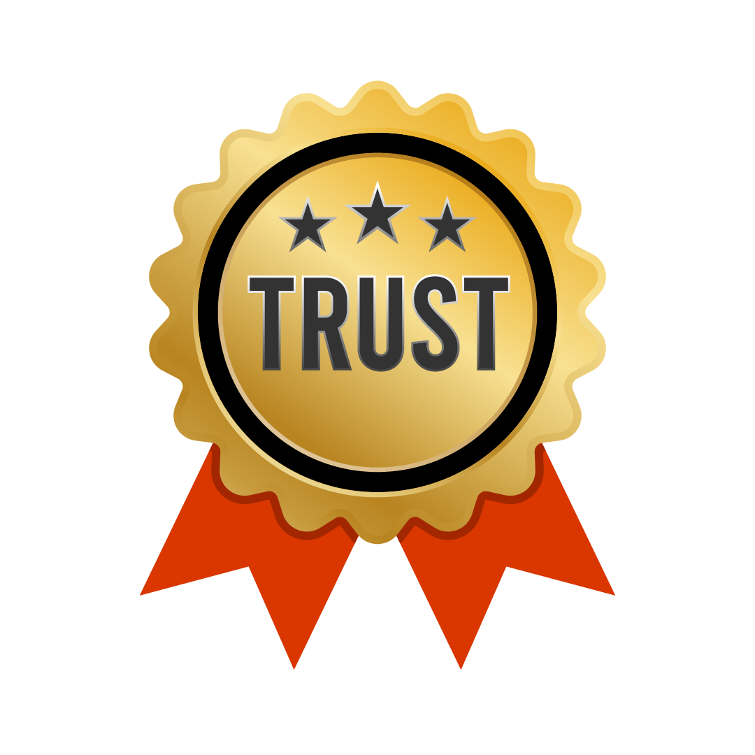Trust badges with red ribbon